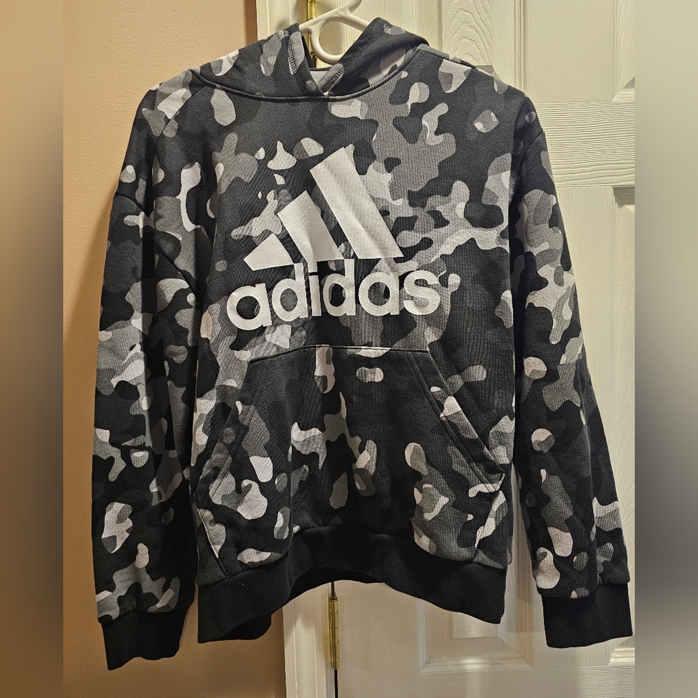 Adidas Black and Gray Camo Hoodie